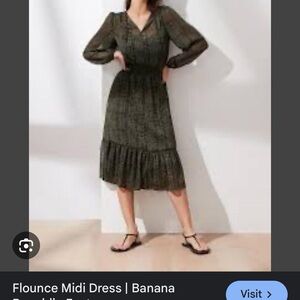 Banana Republic Olive Flounce Midi Dress